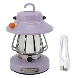 Retro Rechargeable Camping Lantern Infinite Dimming 3 Level Color Temperature Camping Lantern Portable Tent Light Emergency Light Purple