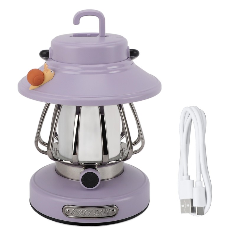 Retro Rechargeable Camping Lantern Infinite Dimming 3 Level Color Temperature