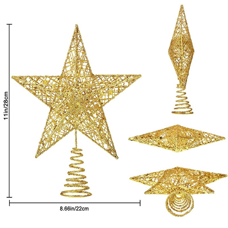 DTYDECLE Christmas Tree Star Topper, Xmas Glittered Gold Hollow Star
