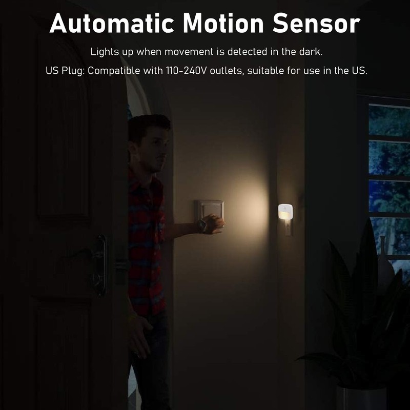 3PCS Plug in Night Light Motion Sensor Dusk to Dawn