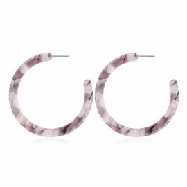 Boho Acrylic Hoop Earrings Bohemian Statement Colorful Acetate Lucite Tortoise Shell Resin Geometric Big Lightweight C Open Hoops Earrings for Women Prom Party Holiday Fashion Jewerly Gifts (Grey)