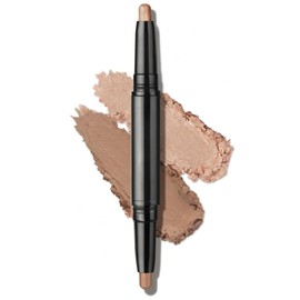 Dual Ended Cream Eyeshadow Stick,Waterproof Eyeshadow Stick with Shimmer Brown,Glitter & Matte Shades Creamy Eyeshadow Pencil,Soomth,Waterproof & Lasting,Blendable Eye Makeup,Golden Pink Shimmer&Taupe