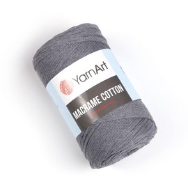 YarnArt Macrame Cotton, Macrame Yarn for Crafting, Knitting and Crochet, Unique Macrame Crafts 8.80 Oz, 246.06 Yds 80% Cotton Macrame Cord, Macrame Yarn Weight Medium (774-Grey)
