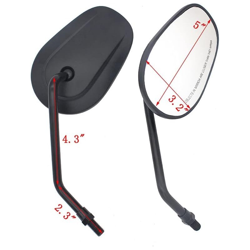 BREDUXSER Universal 8mm 10mm Oval Motorcycle RearView Side Mirrors for