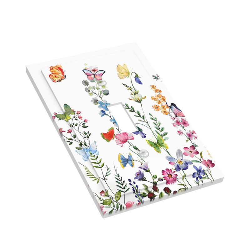 Boho Butterfly Wild Flower Floral Garden Single Toggle Light Switch