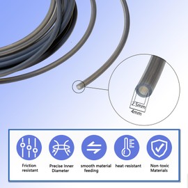 PTFE Tube Kit, 2.5mm ID×4mm OD, 2M/6.56ft, Compatible with Bambu Lab AMS X1/P1P/A1, CREALITY K2 Plus/Hi, FLASHFORGE 5M, Prusa MMU3 (Gray PTFE Tube 2m)