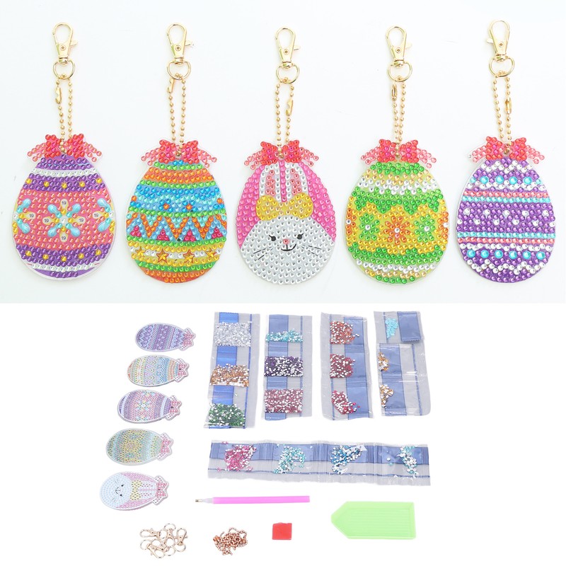 5pcs Diamond Painting Keychain Kit Handmade DIY Cute Shape 5D