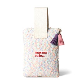 MASMARULEZ Korean Strap Pouch Bag, Made in Korea, Somsatang Cosmetic & Makeup bag/Gifts for women, Denim, Mix Dot Orange Purple Strap