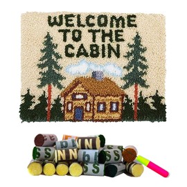 DL-YTG Latch Hook Kits Rug Christmas Tree Crochet Yarn Cushion Colour Pre-Printed Canvas Cover Rug Needlework DIY Hook and Latch Kit Home Decoration 20 X15inch