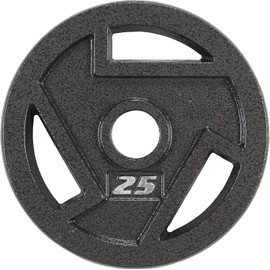 Elevon 2-Inch Cast Iron Weight Plate for Strength Training and Weightlifting, Olympic Grip Plate for Barbell, 25-Pound, Single