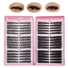 FANDIQ Individual Eyelashes 540pcs Cluster Lashes D Curl Cat Eyes Lashes 8-16mm DIY Cluster Eyelash Extensions Thick Volume Lashes Natural Soft Cluster Lash Extension at Home(30+40+50+60+80+100D Pro)