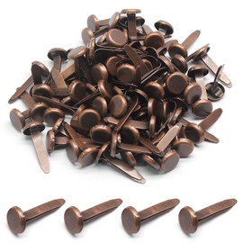 Bonsicoky 100 PCS Mini Brads Fasteners - Mini Round Head Metal Paper Fasteners for DIY Craft - Bronze(8mm*17mm)