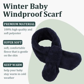Knitted Baby Boys Girls Scarf Warm Autumn Winter Toddler Scarves Fleece Children Neck Warmer (Navy Fleece)