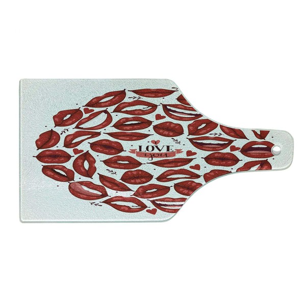 Ambesonne Kissing Cutting Board, Valentine Themed Multitude Smiling Sending Kisses