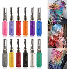 12 Colores temporales para el Cabello al Instante Tinte para el Cabello Lavable Gran Regalo r, cumpleaños, Fiestas, Concierto