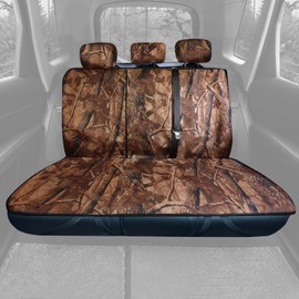 TOYOUN Camo Universal Back Seat Covers for Cars Waterproof Rear Bench Seat Covers Brown Forest Camouflage Print -Fit Most Cars Universal Fit for Auto Truck Van