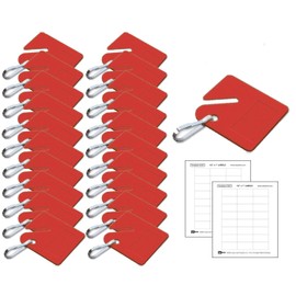 Lucky Line Square Slotted Cabinet Key Tag with Hooks and Labels, 20 Pack (2667020), Red