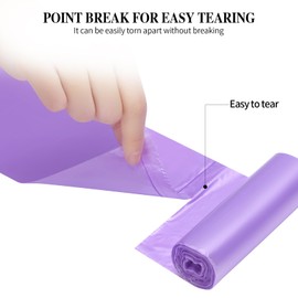 3 rollos de bolsas pequeñas de basura – 60 unidades duraderas de 4 galones pequeñas bolsas de basura para hogar, oficina, cocina, baño, recámara, cubos de basura (morado)