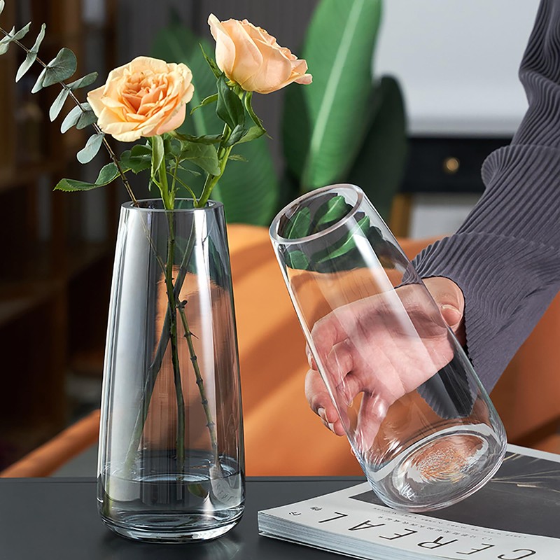 FANTESTICRYAN Modern Glass Vase Irised Crystal Clear Glass Vase for