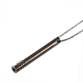 HAORQEE Breathing Necklace, Breathlace Stop Smoking Necklace Anxiety Relief Breath Lace Chain Whistle Breathing Exercises Stress Relief Meditation Gift for Women Men(Black)