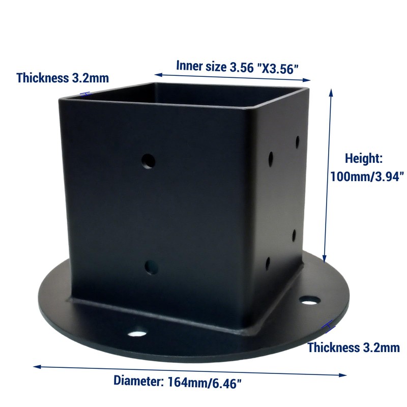 4x4 Deck Post Base 4 Pack (Inner Size 3.6"X3.6"),10ga Heavy