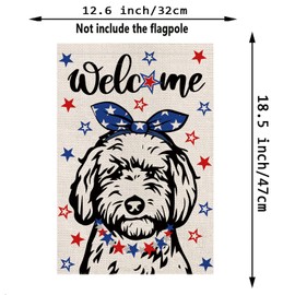 4th of July Garden Flag Golden Doodle Dog Patriotic Stars Vertical Double Sided Welcome Fourth of July Independence Day Memorial Day Yard Outdoor Decorations 12.5x18 Inch