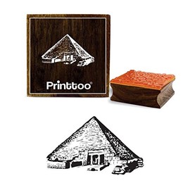 Printtoo Brown Wooden Rubber Stamp Great Pyramid of Giza Pattern Square Stamps-5 x 5 Inches