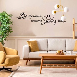 Inspirational Wall Stickers Be The Reason Someone Smiles Today Wall Decals, Vinyl Art Cute Lettering Wallpaper Mural for Bedroom Nursery Home Decor