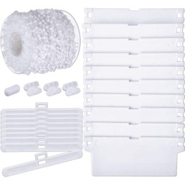 KAHEIGN 35Pcs Vertical Blind Accessories, 10M Bottom Chain and 10Pcs Chain Connector, 12Pcs 89mm Vertical Blind Top Hangers, 12Pcs Bottom Weights Slats - for 3.5 Inch/89 mm Verticals Blinds