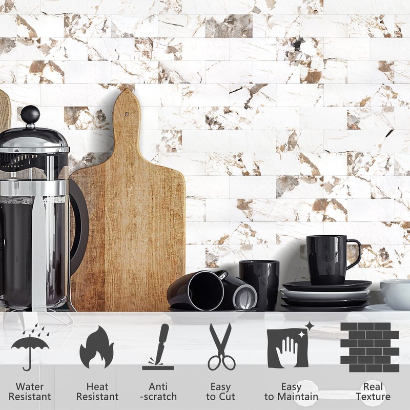 STICKGOO 10 Sheets Peel and Stick Backsplash, Aluminum Composite 3D