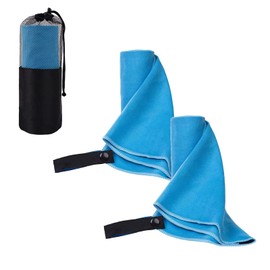 2PCS Quick Dry Microfiber Gym Towel 40x80CM - Lightweight, Soft & Absorbent Sports Towel for Gym, Yoga, Camping, Swimming - Compact Travel Towel for Backpacking & Beach - Blue