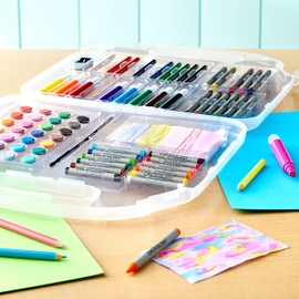 100 Piece Kid's Art Tote Kit by Creatology - Art Set for Drawing, Coloring, Arts & Crafts - 1 Pack