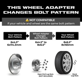 EZAccessory 2 Wheel Adapters 6x4.5 to 8x6.5 (6x114.3 to 8x165) Thickness 1 Inch