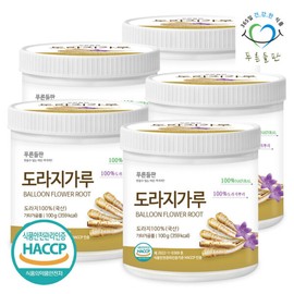 Blue Fields (현대Hmall)푸른들판 국내산 도라지 분말 가루 100g 5통 백도라지 파우더 길경 차 (Hyundai Hmall) Blue Field Domestic Dong Quai Powder 100g 5 Packs White Dong Quai Powder Ginkgo Tea