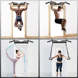 SELEWARE Heavy Duty Wall Mounted Doorway Pull Up Bar Fully Welded Multifunctional Chin Up Bar with Resistance Band Hooks & Ball Finger Training, 500LB Capacity Support Beam or Joist Mount