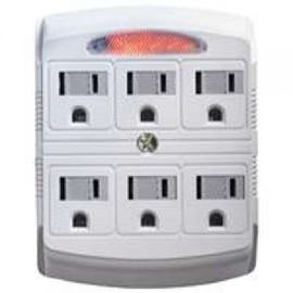 POWER ZONE OR801105 Powerzone Grounded Tap, 125 V, 15 A, 6 Outlet, White