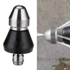 Sewer Cleaning Tool High Pressure Nozzle, Pressure Washer Sewer Jet Nozzle,1/4 Inch Quick Connect Pressure Washer Sewage Nozzle with Front 1 Hole and Rear 6 Holes（1PCS）