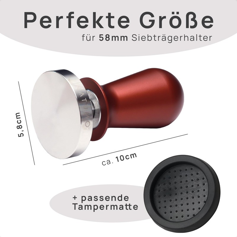 NATUMO Espresso Tamper 58 mm, Pressure Regulating (15 kg /