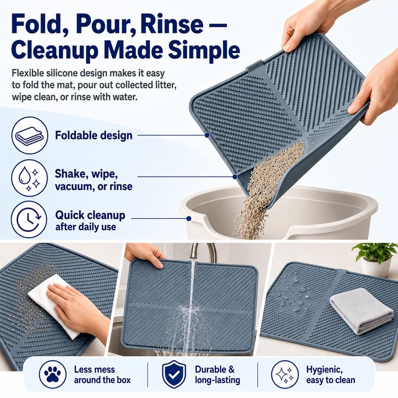 Silicone Cat Litter Mat 30" x 23",Large Waterproof Cat Pad