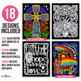 Super Pack of 18 Fuzzy Velvet Coloring Posters (Christian Edition) - Great for Easter, Religious Gift, Kids Sunday School, Group Arts Crafts Projects - Coloring Activity for Boys and Girls (1 Pack)