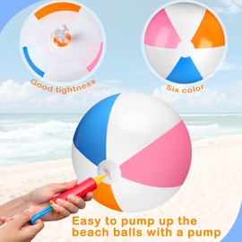 Honoson 30 Pack 20 Inch Beach Balls Inflatable Swimming Pool Game Toys Large Blow up Beach Balls Bulk for Summer Swimming Party Birthday Supplies (Pink, Orange, Blue and White)