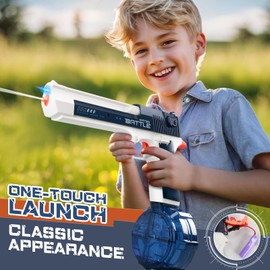 Electric Water Gun with Light - Automatic Water Gun with Drum, Realisty Water Pistol, Blue