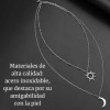 Collar Con Sol Y Luna Doble Cadena En Acero Inoxidable
