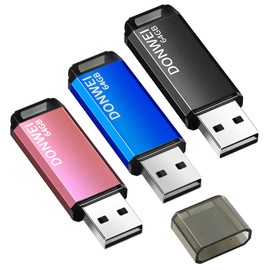 DONWEI USB Stick 64 GB Memory Stick 2.0 Blue Pack of 3