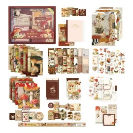 123pzs Journal Scrapbook Vintage Libreta Y Pegatina Stickers Tape DIY Notas Regalo Para Niñas Kit Estético de Álbumes de Recortes Diario Cuaderno Sumi