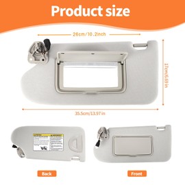 Sun Visor Pair with Clips Compatible with 2013-2018 Nissan Altima (Driver Left & Passenger Right Side), Cloth Fabric Sunvisor Assembly - (Color Gray