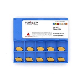 FomaSP GTN-3 (SP300) CNC Grooving Carbide Inserts Steel Fit for SPB326 Lathe Grooving Cutting Tools, CVD Yellow Coating, 10pcs