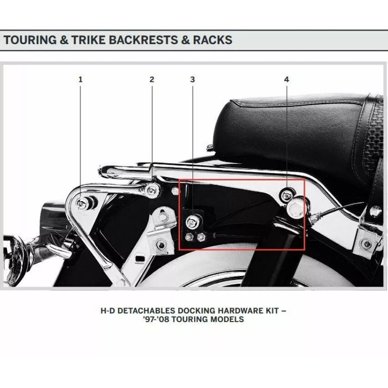 WSAYS FOR 97-08 Harley Touring Quick Release Sissy Bar Backrest