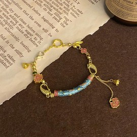 baizhong Lucky Leaf Bracelet,Gold Four Leaf Clover Bracelets for Womens,Sterling Silver Bracelet Jewelry Suitable for Girls and Ladies