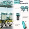 Ynredee Double Camping Chair with Removable Umbrella,Folding Two-Person Seat Beach
